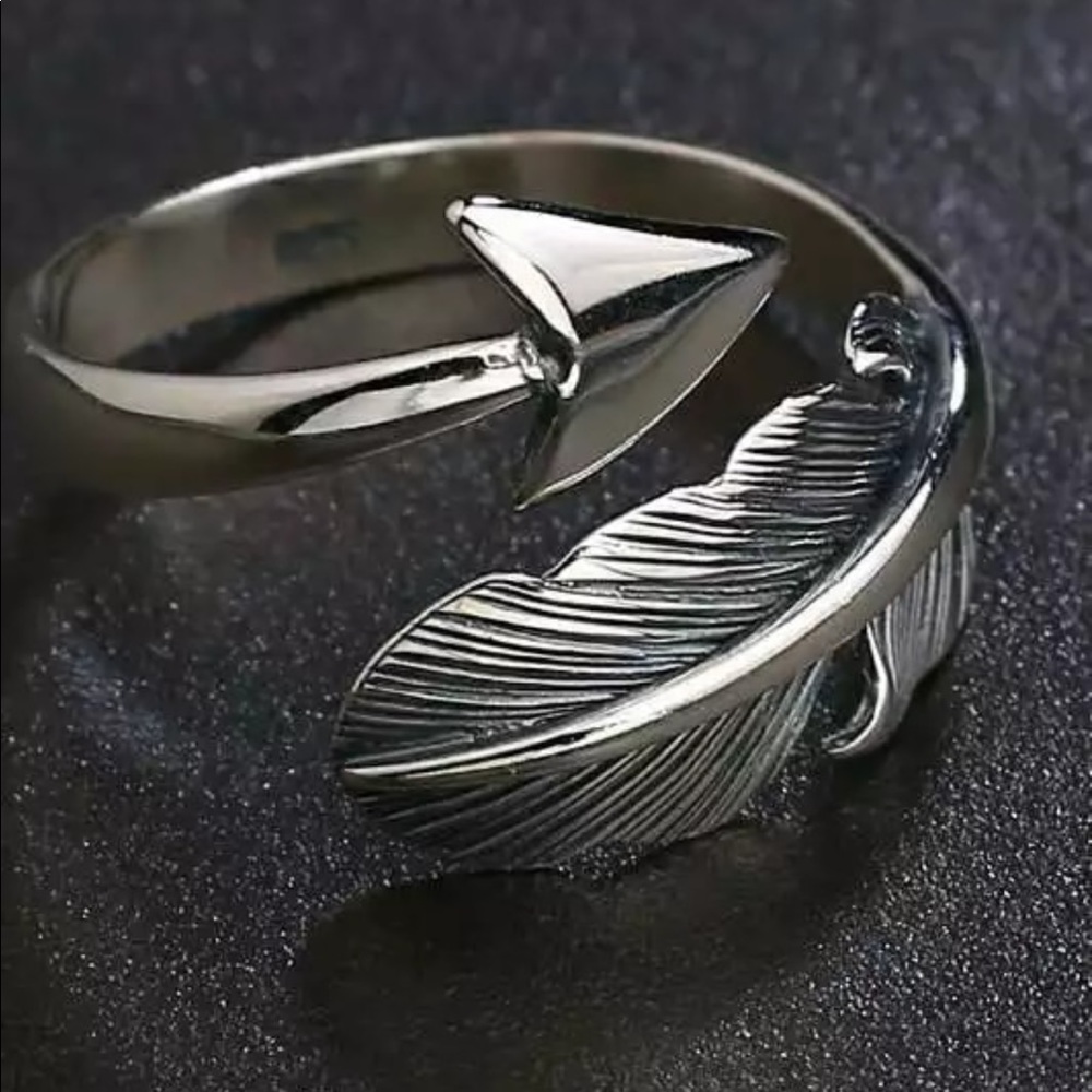 Men’s sterling silver vintage feather ring - Picture 4 of 5